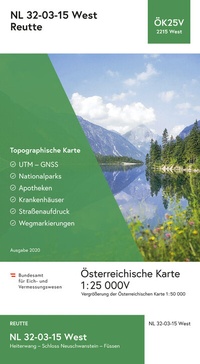 Abbildung von: BEV-Karte 2215-West, Reutte 1:25 000V - Bundesamt für Eich- und Vermessungswesen Marketing und Vertrieb