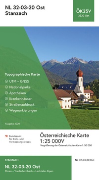 Abbildung von: BEV-Karte 2220-Ost, Stanzach 1:25 000V - Bundesamt für Eich- und Vermessungswesen Marketing und Vertrieb