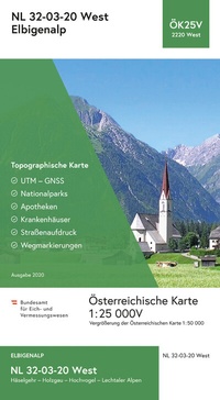Abbildung von: BEV-Karte 2220-West, Elbigenalp 1:25 000V - Bundesamt für Eich- und Vermessungswesen Marketing und Vertrieb
