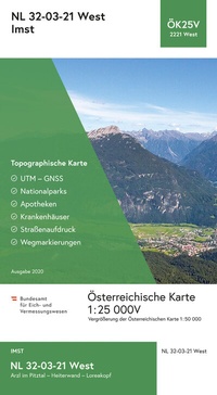 Abbildung von: BEV-Karte 2221-West, Imst 1:25 000V - Bundesamt für Eich- und Vermessungswesen Marketing und Vertrieb