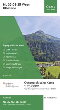 Abbildung von: BEV-Karte 2225-West, Klösterle 1:25 000V - Bundesamt für Eich- und Vermessungswesen Marketing und Vertrieb