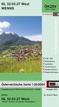 Abbildung von: BEV-Karte 2227-West, Wenns 1:25 000V - Bundesamt für Eich- und Vermessungswesen Marketing und Vertrieb