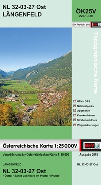 Abbildung von: BEV-Karte 2227-Ost, Längenfeld 1:25 000V - Bundesamt für Eich- und Vermessungswesen Marketing und Vertrieb