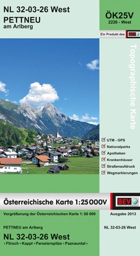 Abbildung von: BEV-Karte 2226-West, Pettneu am Arlberg 1:25 000V - Bundesamt für Eich- und Vermessungswesen Marketing und Vertrieb