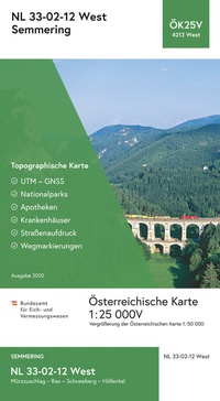 Abbildung von: BEV-Karte 4212-West, Semmering 1:25 000V - Bundesamt für Eich- und Vermessungswesen Marketing und Vertrieb
