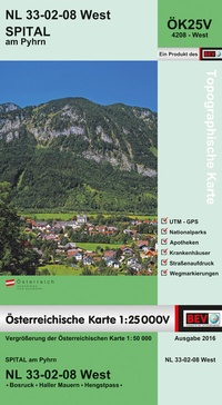 Abbildung von: BEV-Karte 4208-West, Spital am Pyhrn 1:25 000V - Bundesamt für Eich- und Vermessungswesen Marketing und Vertrieb