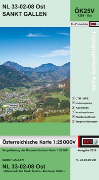 Abbildung von: BEV-Karte 4208-Ost, Sankt Gallen 1:25 000V - Bundesamt für Eich- und Vermessungswesen Marketing und Vertrieb