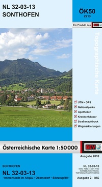 Abbildung von: BEV-Karte 2213, Sonthofen 1:50 000 - Bundesamt für Eich- und Vermessungswesen Marketing und Vertrieb