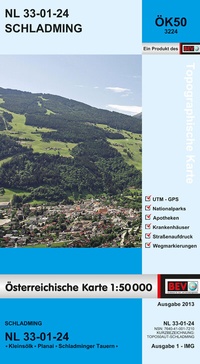 Abbildung von: BEV-Karte 3224, Schladming 1:50 000 - Bundesamt für Eich- und Vermessungswesen Marketing und Vertrieb