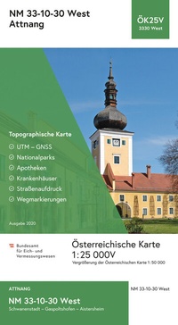 Abbildung von: BEV-Karte 3330-West, Attnang 1:25 000V - Bundesamt für Eich- und Vermessungswesen Marketing und Vertrieb