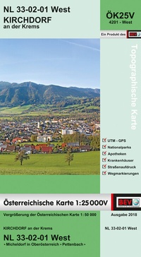 Abbildung von: BEV-Karte 4201-West, Kirchdorf an der Krems 1:25 000V - Bundesamt für Eich- und Vermessungswesen Marketing und Vertrieb