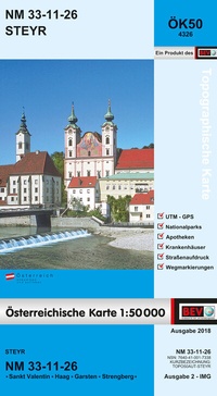 Abbildung von: BEV-Karte 4326, Steyr 1:50 000 - Bundesamt für Eich- und Vermessungswesen Marketing und Vertrieb