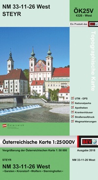 Abbildung von: BEV-Karte 4326-West, Steyr 1:25 000V - Bundesamt für Eich- und Vermessungswesen Marketing und Vertrieb