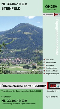 Abbildung von: BEV-Karte 3110-Ost, Steinfeld 1:25 000V - Bundesamt für Eich- und Vermessungswesen Marketing und Vertrieb