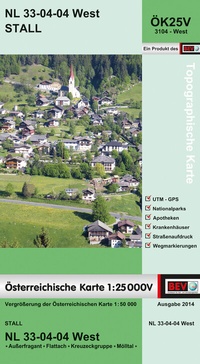 Abbildung von: BEV-Karte 3104-West, Stall 1:25 000V - Bundesamt für Eich- und Vermessungswesen Marketing und Vertrieb