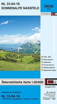 Abbildung von: BEV-Karte 3116, Sonnenalpe Nassfeld 1:50 000 - Bundesamt für Eich- und Vermessungswesen Marketing und Vertrieb