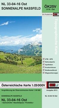 Abbildung von: BEV-Karte 3116-Ost, Sonnenalpe Nassfeld 1:25 000V - Bundesamt für Eich- und Vermessungswesen Marketing und Vertrieb