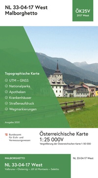 Abbildung von: BEV-Karte 3117-West, Malborghetto 1:25 000V - Bundesamt für Eich- und Vermessungswesen Marketing und Vertrieb