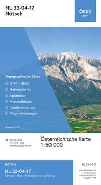 Abbildung von: BEV-Karte 3117, Nötsch 1:50 000 - Bundesamt für Eich- und Vermessungswesen Marketing und Vertrieb
