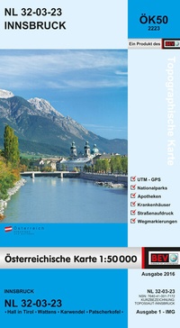 Abbildung von: BEV-Karte 2223, Innsbruck 1:50 000 - Bundesamt für Eich- und Vermessungswesen Marketing und Vertrieb