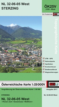 Abbildung von: BEV-Karte 2105-West, Sterzing 1:25 000V - Bundesamt für Eich- und Vermessungswesen Marketing und Vertrieb