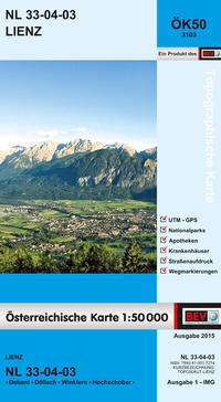 Abbildung von: BEV-Karte 3103, Lienz 1:50 000 - Bundesamt für Eich- und Vermessungswesen Marketing und Vertrieb