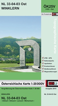 Abbildung von: BEV-Karte 3103-Ost, Winklern 1:25 000V - Bundesamt für Eich- und Vermessungswesen Marketing und Vertrieb