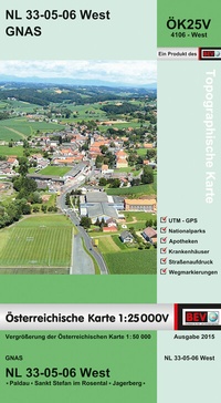 Abbildung von: BEV-Karte 4106-West, Gnas 1:25 000V - Bundesamt für Eich- und Vermessungswesen Marketing und Vertrieb