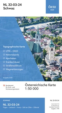 Abbildung von: BEV-Karte 2224, Schwaz 1:50 000 - Bundesamt für Eich- und Vermessungswesen Marketing und Vertrieb