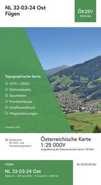 Abbildung von: BEV-Karte 2224-Ost, Fügen 1:25 000V - Bundesamt für Eich- und Vermessungswesen Marketing und Vertrieb