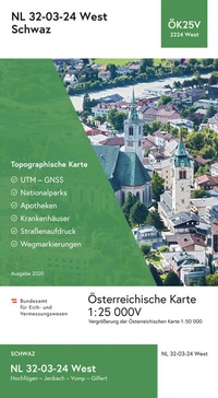 Abbildung von: BEV-Karte 2224-West, Schwaz 1:25 000V - Bundesamt für Eich- und Vermessungswesen Marketing und Vertrieb