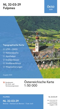 Abbildung von: BEV-Karte 2229, Fulpmes 1:50 000 - Bundesamt für Eich- und Vermessungswesen Marketing und Vertrieb