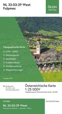 Abbildung von: BEV-Karte 2229-West, Fulpmes 1:25 000V - Bundesamt für Eich- und Vermessungswesen Marketing und Vertrieb