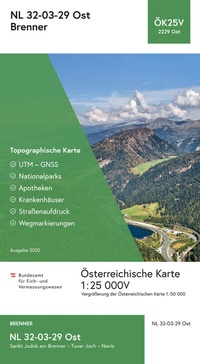Abbildung von: BEV-Karte 2229-Ost, Brenner 1:25 000V - Bundesamt für Eich- und Vermessungswesen Marketing und Vertrieb