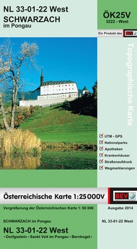 Abbildung von: BEV-Karte 3222-West, Schwarzach im Pongau 1:25 000V - Bundesamt für Eich- und Vermessungswesen Marketing und Vertrieb