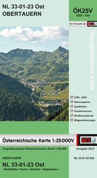 Abbildung von: BEV-Karte 3223-Ost, Obertauern 1:25 000V - Bundesamt für Eich- und Vermessungswesen Marketing und Vertrieb