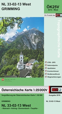 Abbildung von: BEV-Karte 4213-West, Grimming 1:25 000V - Bundesamt für Eich- und Vermessungswesen Marketing und Vertrieb