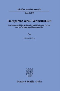 Abbildung von: Transparenz versus Vertraulichkeit - Duncker & Humblot