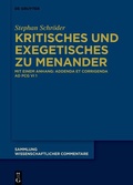 Cover: Kritisches und Exegetisches zu Menander - De Gruyter