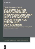 Cover: Die semitischen Personennamen in den griechischen und lateinischen Inschriften aus Syrien und dem Libanon - De Gruyter