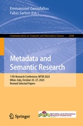 Cover: Metadata and Semantic Research - Springer
