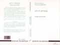 Cover: ART ET CRITIQUE - Editions L'Harmattan