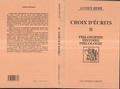 Cover: Choix d'&eacute;crits - Editions L'Harmattan