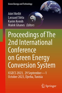 Enlarge image Cover: Proceedings of the 2nd International Conference on Green Energy Conversion System - Springer