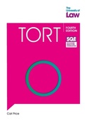 Cover: SQE - Tort 4e - The University of Law Publishing Limited