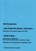 Cover: "Einer kriegt hier Blumen statt Knast" / "Fremd in Bonn" - Christian-Geissler-Gesellschaft