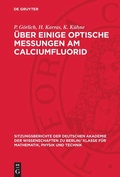 Cover: &Uuml;ber einige optische Messungen am Calciumfluorid - De Gruyter