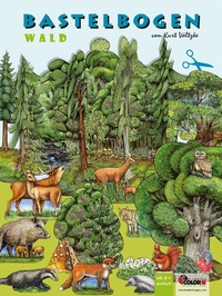 Bild vergrößern Bild: Wald basteln aus Papier Bastelbogen Bäume & Tiere Ausschneidebogen - Atelier Color