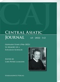 Cover: Central Asiatic Journal 65 - Harrassowitz Verlag
