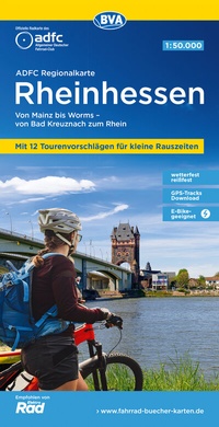 Abbildung von: ADFC-Regionalkarte Rheinhessen, 1:50.000, mit Tagestourenvorschlägen, reiß- und wetterfest, E-Bike-geeignet, GPS-Tracks Download - BVA BikeMedia